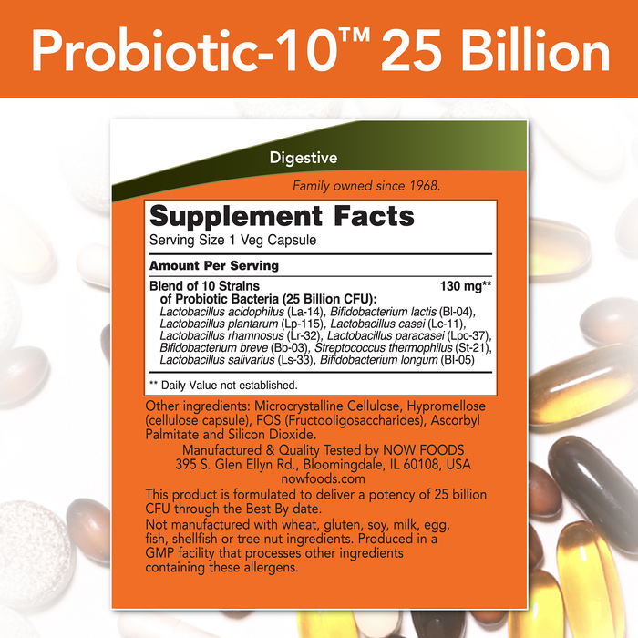 Probiotics 10-25 Billion (30 VegCaps) / Probiotic-10 strains 25 Billion
