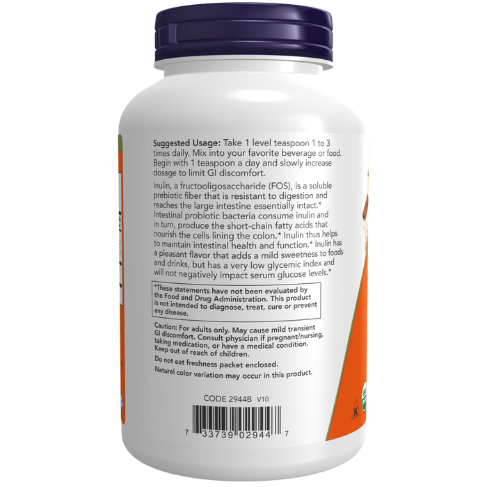 Organic Inulin Prebiotic Powder 226 g (8oz)/Inulin Prebiotic Pure Powder, Organic
