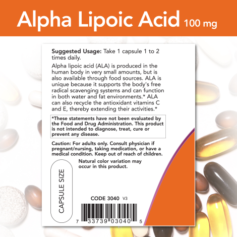 Alpha Lipoic Acid 100mg (60 Vegcaps)/ Alpha Lipoic Acid 100mg