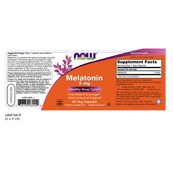 Melatonin 5 mg (60 VegCaps)/ Melatonin 5 mg
