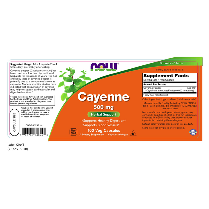 Cayenne 500 mg (100 Veg Caps)/Cayenne 500 mg Veg Caps