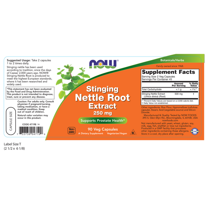 Nettle Root Extract 250mg (90 Veg Caps) /Nettle Root Extract 250mg