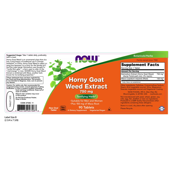 Extracto de Horny Goat Weed 750 mg (90 tabs)