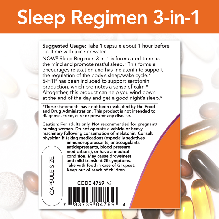 3-in-1 Sleep Regimen (90 VegCaps)/ Sleep Regimen 3-in-1