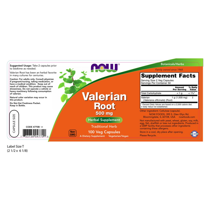 Raíz de Valeriana 500 mg (100 veg caps)