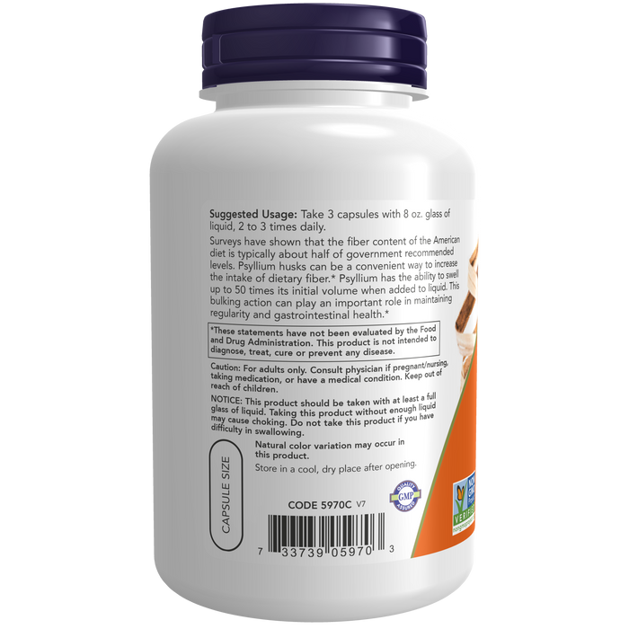 Plantago Psyllium Natural Fiber 500mg (200 Vcaps)/ Psyllium Husk 500 mg