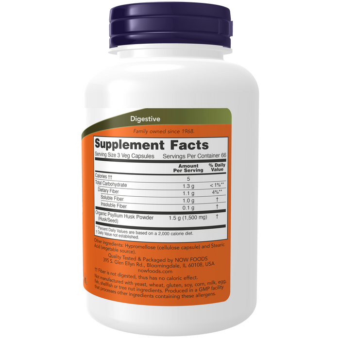 Plantago Psyllium Natural Fiber 500mg (200 Vcaps)/ Psyllium Husk 500 mg
