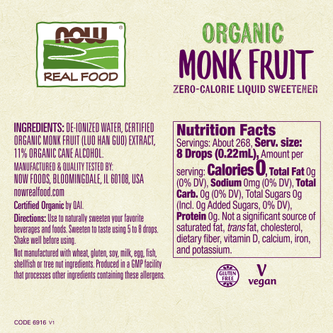 Organic Monk Fruit Sweetener 60 ml / Organic Liquid Monk Fruit