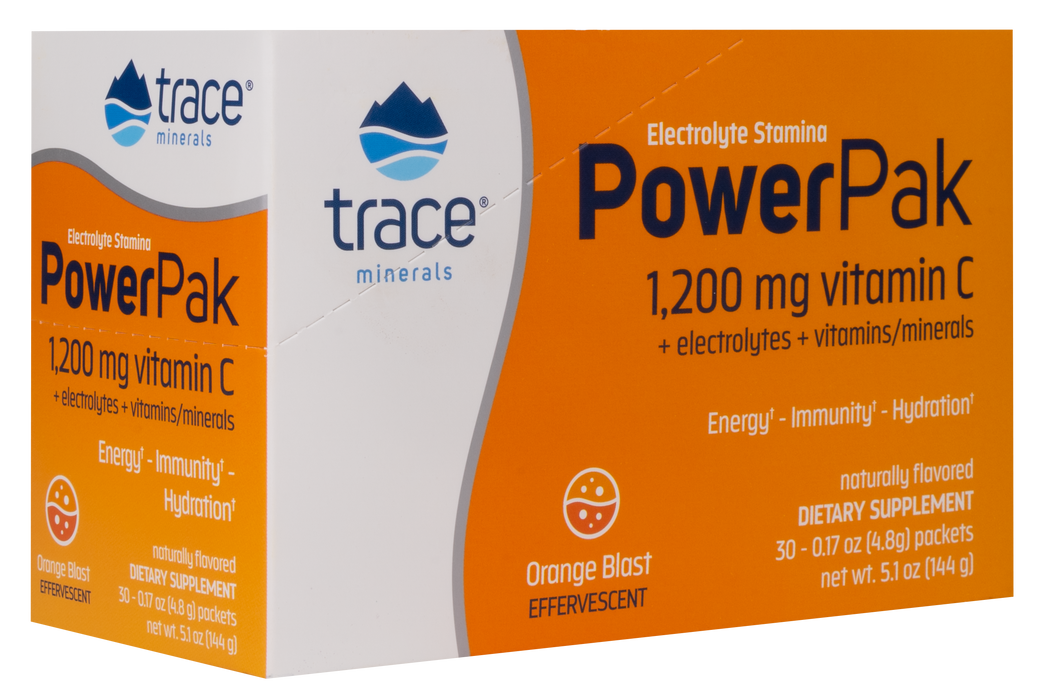 Trace Minerals Electrolyte Stamina Power Pak Orange Blast (VITAMIN C 1200MG) 30 sachets (Minerals) Electrolytes.