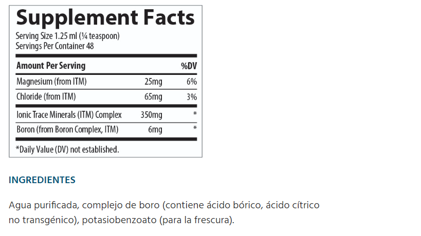 Trace Minerals Liquid Ionic Boron - 6 mg per serving /Ionic Boron 6mg ( Minerals)
