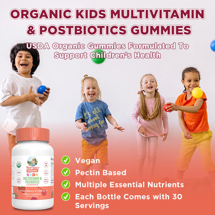 Kids Organic Multivitamin + Postbiotic Gummies/kids multi + posbiotic organic gummies/60 Mary Ruths Gummies
