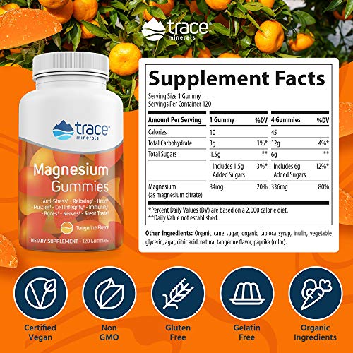 Trace Minerals Magnesium Gummies - Tangerine (120 Gummies)/ Magnesium Gummies - Tangerine (Minerals)