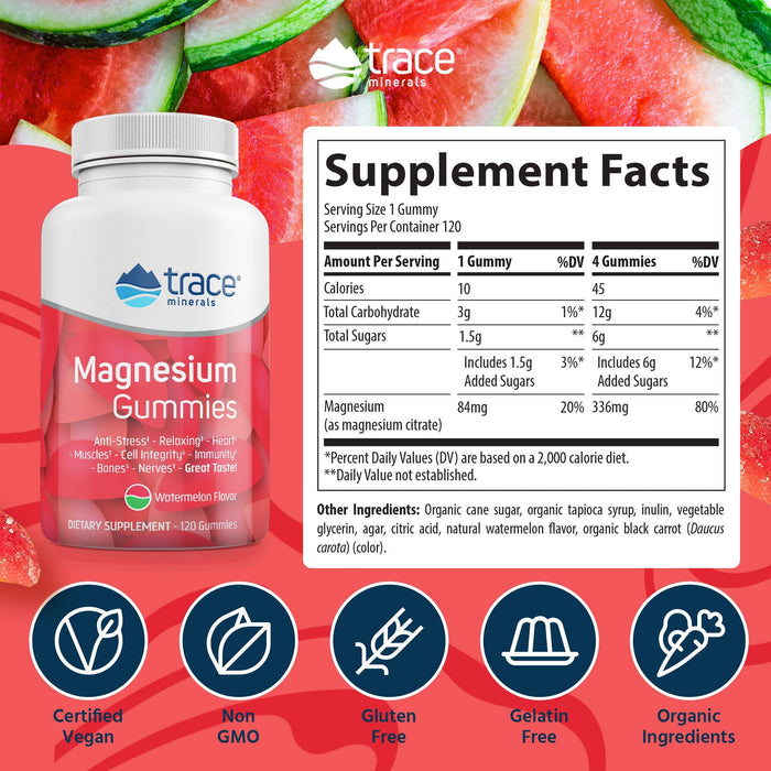 Trace Minerals Magnesium Gummies - Watermelon/ Magnesium Gummies - Watermelon (120 gum)( Minerals)