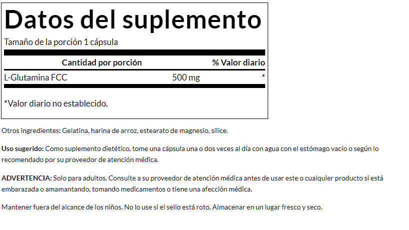 SWANSON L- Glutamine (100 Caps of 500mg)/ L-Glutamine