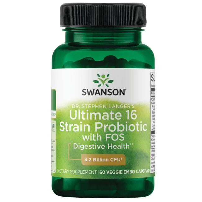 Swanson Dr. Stephen's Ultimate 16 Strain Probiotics (3.2 Billion CFU 60 VCAPS)/ Ultimate 16 Strain Probiotic with FOS