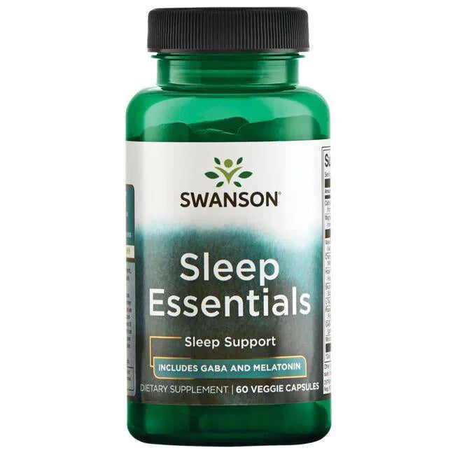 Swanson Sleep Essentials Includes GABA and Melatonin l(60 VCAPS)/ Essential to sleep with Gaba and Melatonin