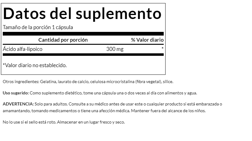 Ácido Alfa Lipoico 300 mg (120 caps), Swanson