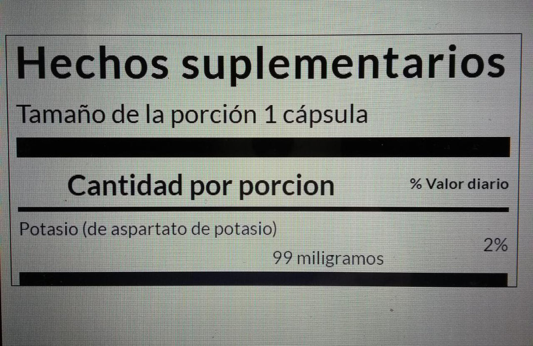 Potassium aspartate 60 capsules of 100 mg (Swanson)