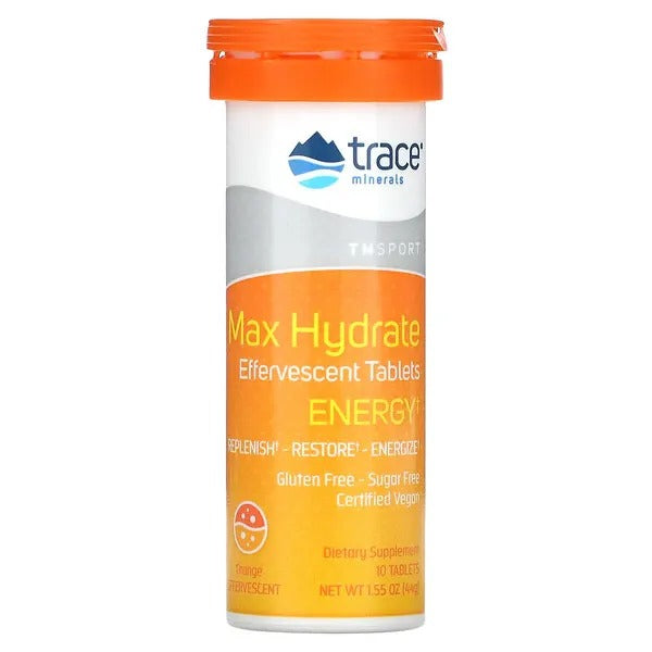 Hidratación, Energía & Resistencia, Efervescentes Naranja (10 tabletas 44 gr/1.55 oz) , Trace Minerals