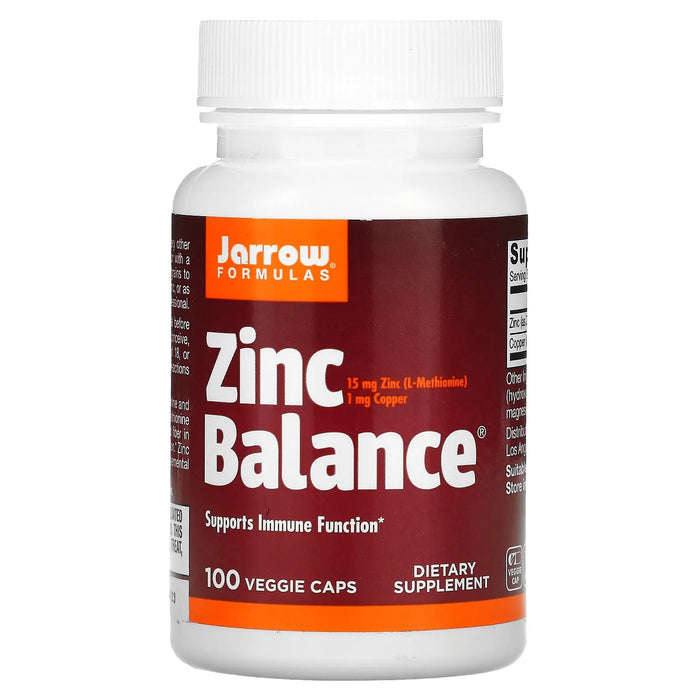 Zinc Balance, Suplemento Alimentario 15mg (100 Veg Caps) , Jarrow