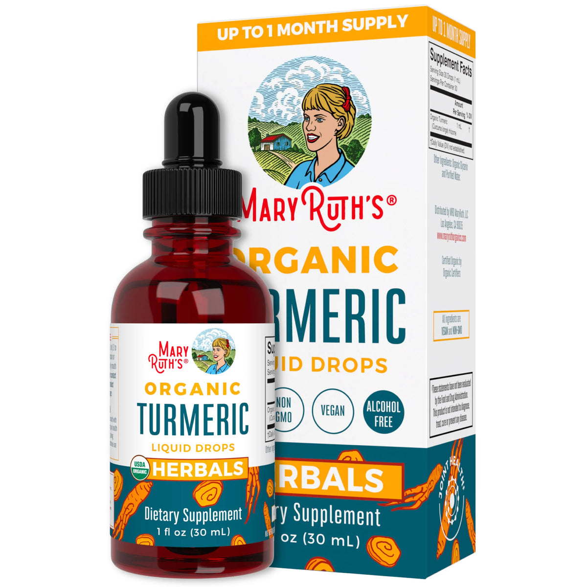 Organic Turmeric Herbal Drops 1oz 30ml Mary Ruth — Vitaminate